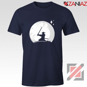 Samurai Silhouette Moon Best Graphic Navy Blue Tshirt