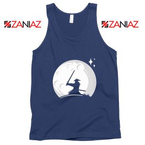 Samurai Silhouette Moon Best Navy Blue Tank Top