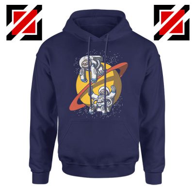 Sloth Lazy Astronauts Graphic Navy Blue Hoodie