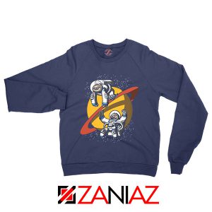 Sloth Lazy Astronauts Graphic Navy Blue Sweatshirt