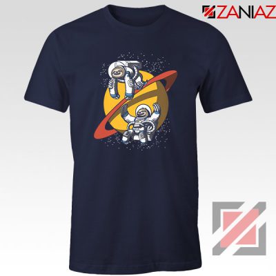 Sloth Lazy Astronauts Graphic Navy Blue Tee