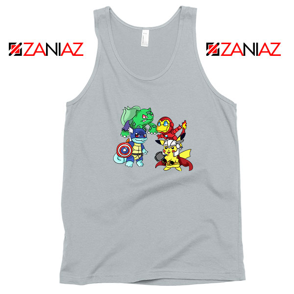 Superhero Pokemon Avengers Sport Grey Tank Top