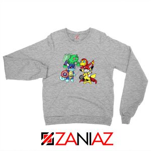Superhero Pokemon The Avengers Sport Grey Sweatshirt