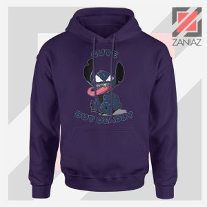 Cute Stitch Venom Deadly Design Navy Blue Hoodie