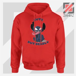Cute Stitch Venom Deadly Design Red Hoodie