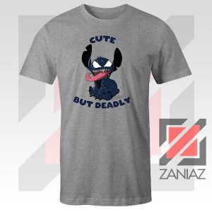 Cute Stitch Venom Deadly Graphic Grey Tshirt
