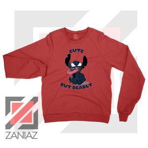 Cute Stitch Venom Deadly Graphic Red Sweater