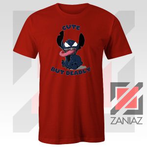 Cute Stitch Venom Deadly Graphic Red Tshirt