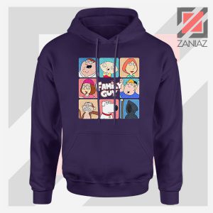 Family Guy Animated Face Grid Navy Blue Hoodie