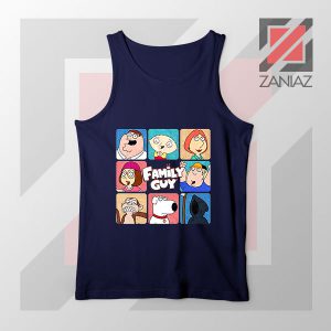 Family Guy Animated Face Grid Navy Blue Tank Top