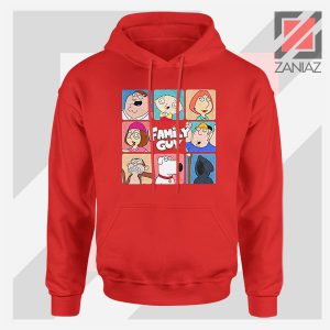 Family Guy Animated Face Grid Red Hoodie