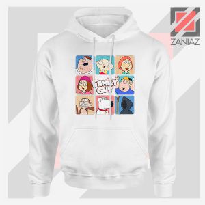 Family Guy Animated Face Grid White Hoodie