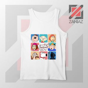 Family Guy Animated Face Grid White Tank Top