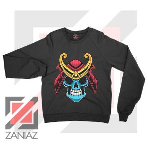 Japanese Samurai Skull Graphic Black Sweatshirt