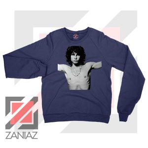 Jim Morrison Musician Graphic Navy Blue Sweater