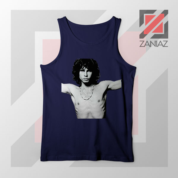 Jim Morrison Musician Graphic Navy Blue Tank Top