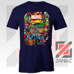 Marvel Comic Hero Collage Navy Blue Tshirt