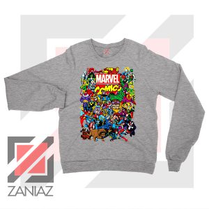 Marvel Comic Hero Collage Sport Grey Sweatshirt