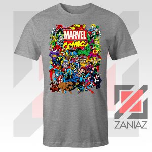 Marvel Comic Hero Collage Sport Grey Tshirt