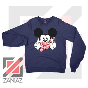 Mickey Disney Middle Finger Navy Blue Sweater