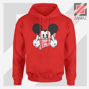 Mickey Disney Middle Finger Red Hoodie