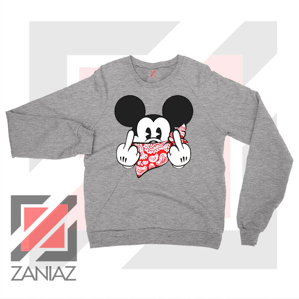 Mickey Disney Middle Finger Sport Grey Sweater