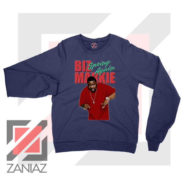 Spring Again Biz Markie Singer Navy Blue Sweater