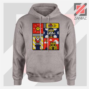 Super Mario Art Celebrate Sport Grey Hoodie