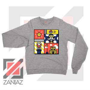 Super Mario Art Celebrate Sport Grey Sweatshirt