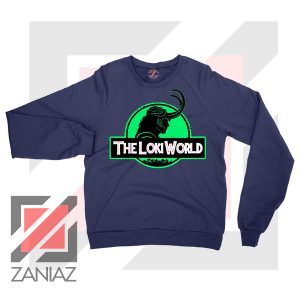 The Loki World Logo Jurassic Navy Blue Sweater