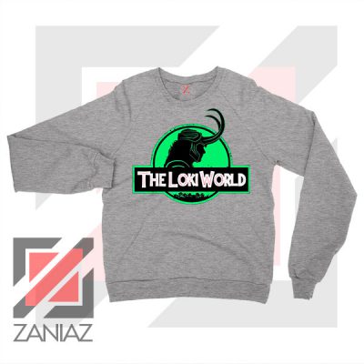 The Loki World Logo Jurassic Sport Grey Sweater