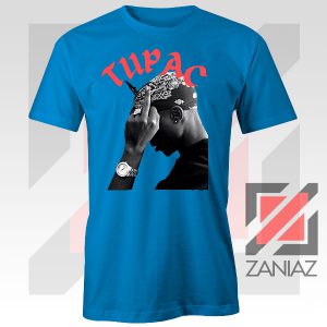 Tupac Middle Fingers Graphic Blue Tee