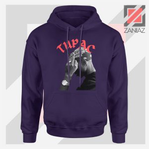 Tupac Middle Fingers Graphic Navy Blue Hoodie
