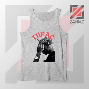 Tupac Middle Fingers Graphic Sport Grey Tank Top