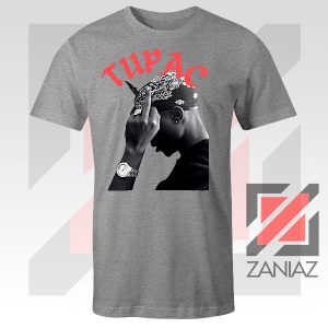 Tupac Middle Fingers Graphic Sport Grey Tee