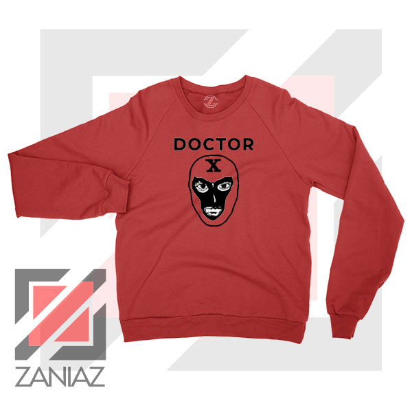 Doctor X Face Graphic Red Sweatshirt