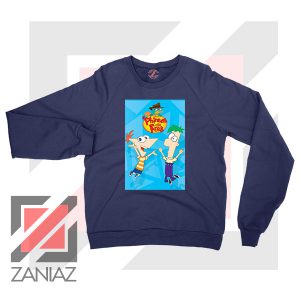 Funny Phineas and Ferb Disney Navy Blue Sweatshirt