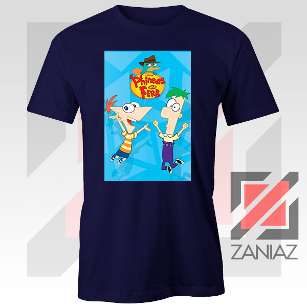 Funny Phineas and Ferb Disney Navy Blue Tshirt