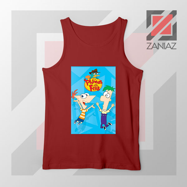 Funny Phineas and Ferb Disney Red Tank Top