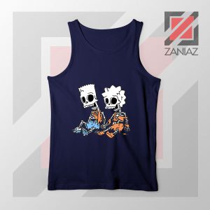 Bart and Lisa Skeletons Navy Tank Top