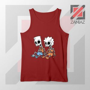 Bart and Lisa Skeletons Red Tank Top