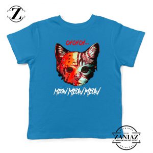 Cat Horror Halloween Blue Youth Tees