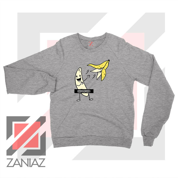 Censored Banana Sweater Grey Funny