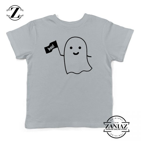 Cute Ghost Cozy Halloween Grey Kids Tshirt