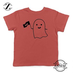 Cute Ghost Cozy Halloween Red Kids Tshirt