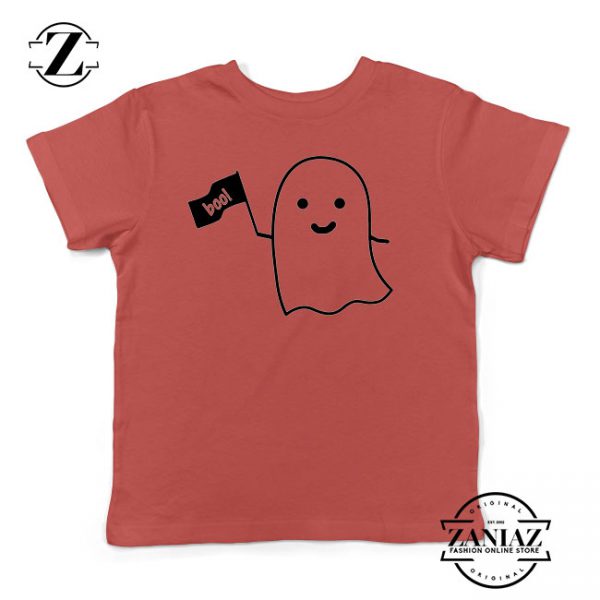 Cute Ghost Cozy Halloween Red Kids Tshirt