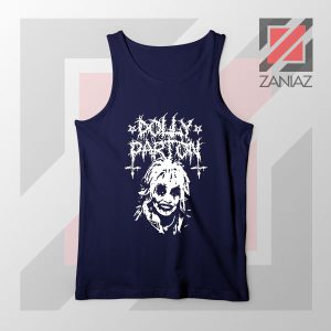 Dolly Parton Metal Design Navy Blue Tank Top