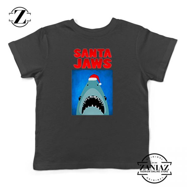 Father Christmas Jaws Parody Youth Black Tee