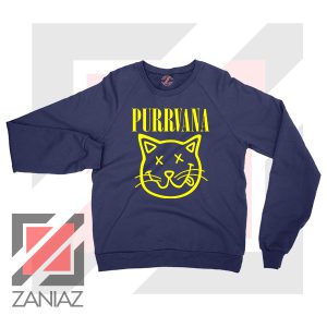 Funny Cat Parody Purrvana Navy Sweater