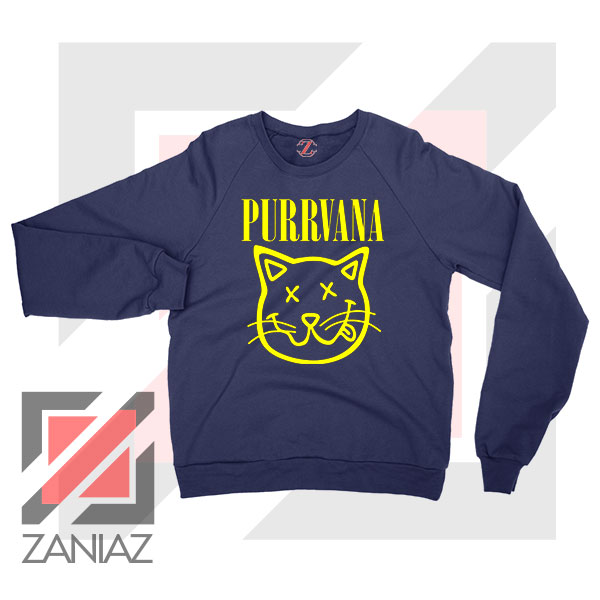 Funny Cat Parody Purrvana Navy Sweater